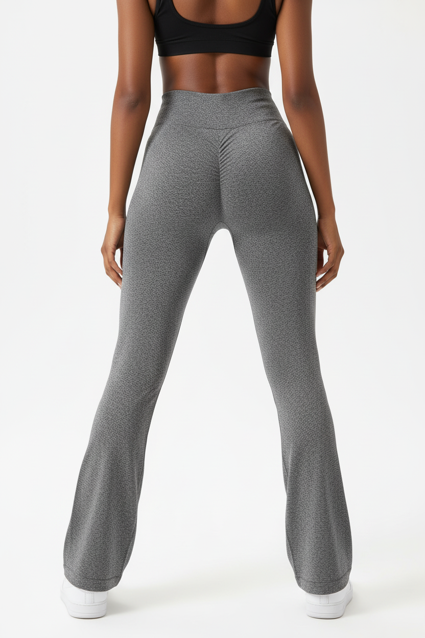 Grey Flared Leggings - Back Scrunch Detail