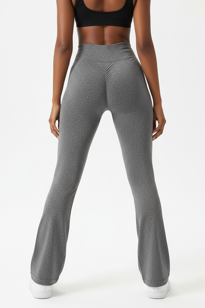 Grey Flared Leggings - Back Scrunch Detail